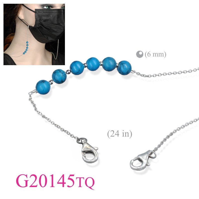 Mask Chain, 23 inches with Turquoise Beads.
