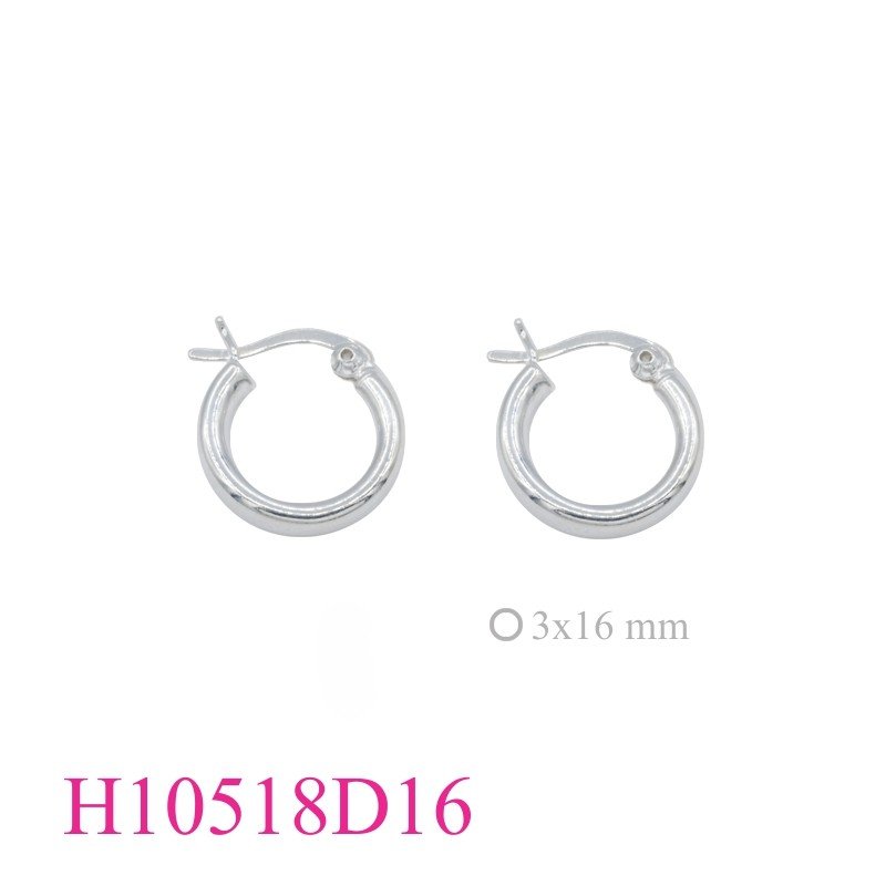 Earrings, tube circles with 16 mm. Diameter and 3mm. Thickness.