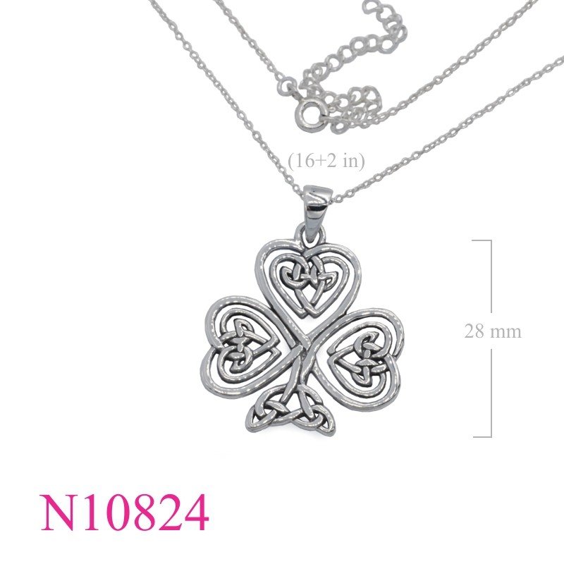 Celtic Necklace, Shamrock Necklace, 16 inches chain and Shamrock Celtic charm.