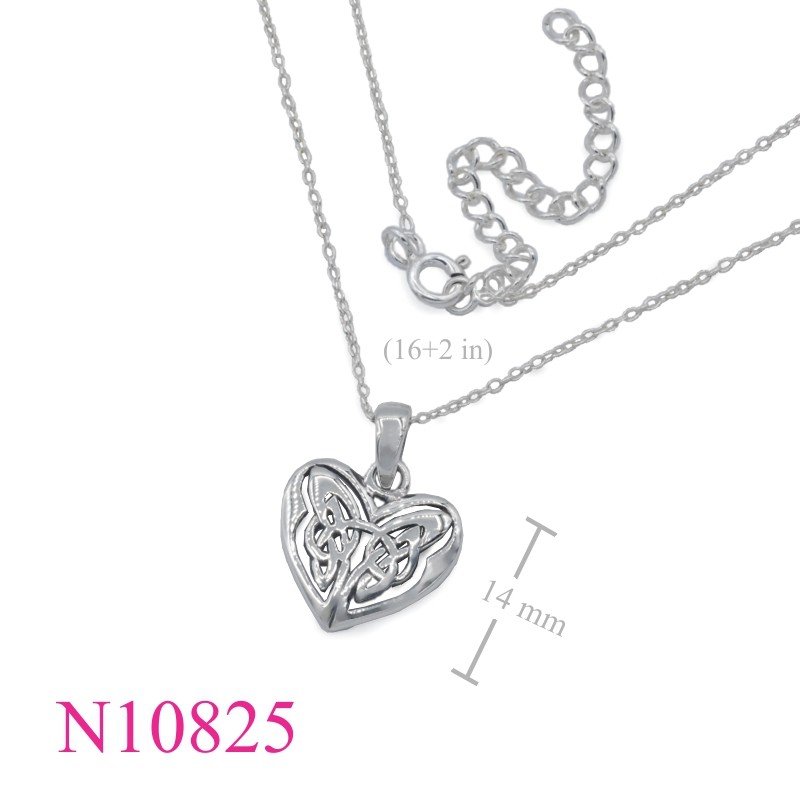 Celtic Necklace, Heart Necklace, 16 inches chain and  Celtic charm.