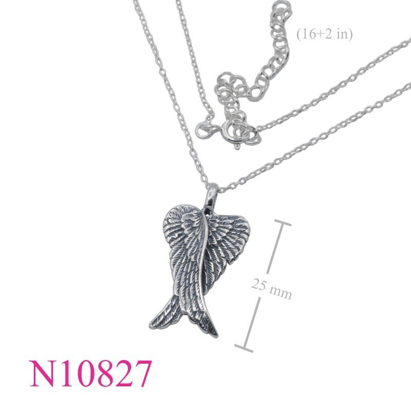 Necklace, 16 inches chain and angle wings charm.
