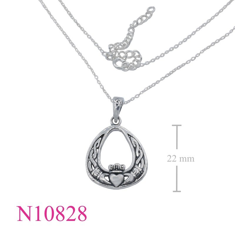 Celtic Necklace, Claddagh Necklace, 16 inches chain and Claddagh Celtic charm.