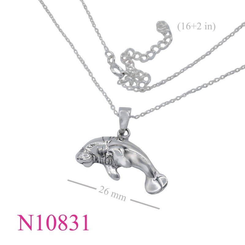 Necklace, 16 inches chain and dugong charm.