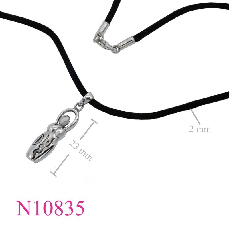 Necklace, 16 inches nylon silk and Mother of earth charm.
