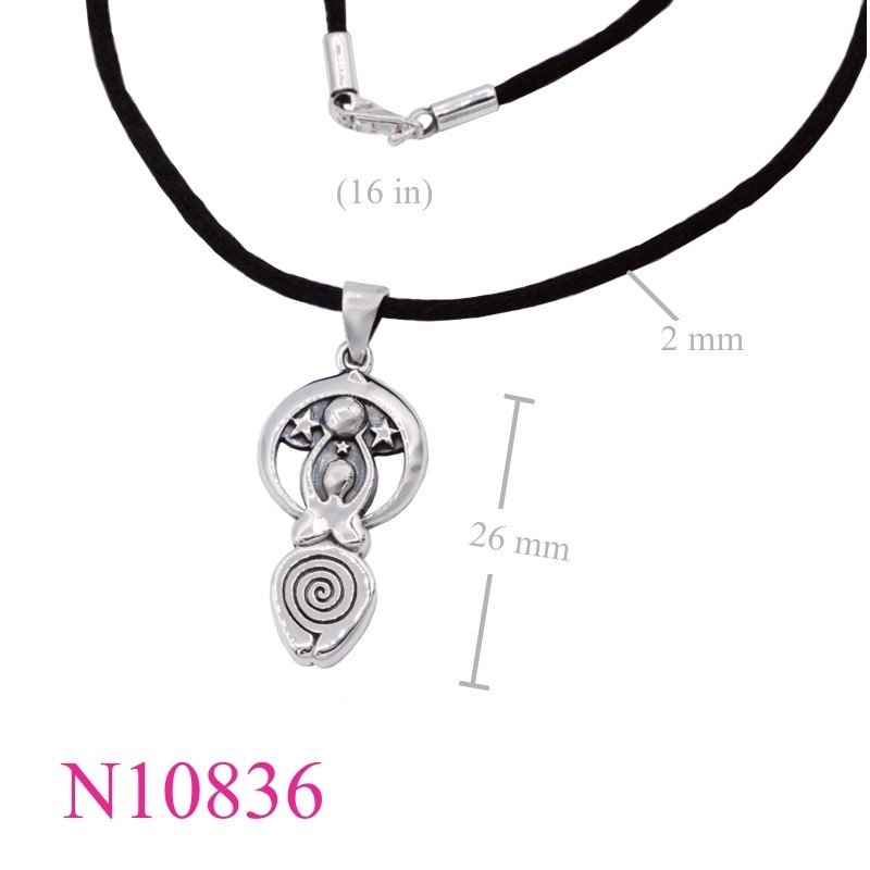 Necklace, 16 inches nylon silk and Mother of earth charm.