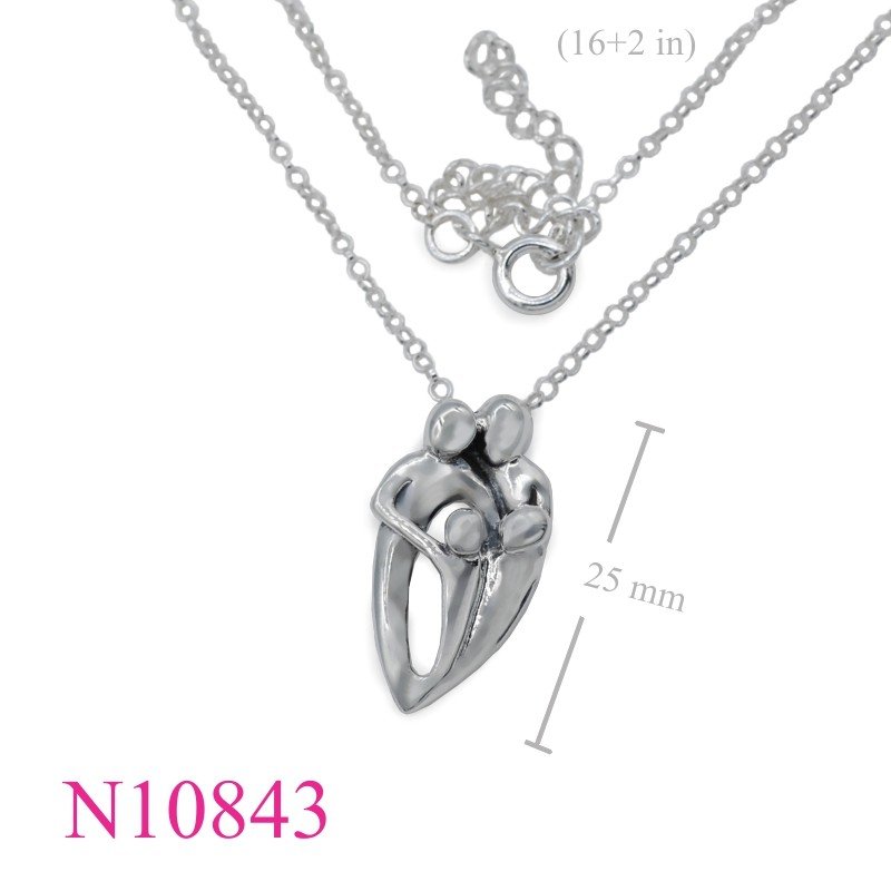 Necklace, 16 inches chain and mom dad and a kid charm.