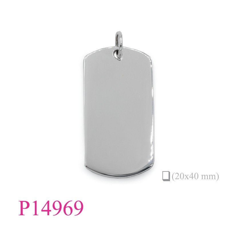 Pendant, 20x40 mm. Tag. and 1.5mm. Thickness.