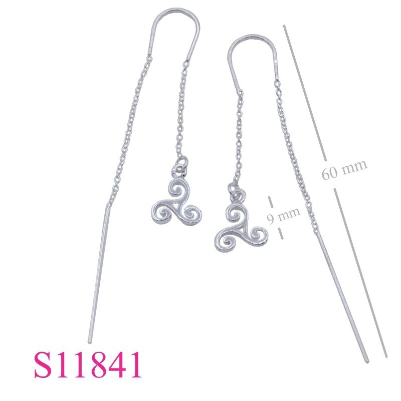 Triskelion Earrings, hanging chain Triskelion.