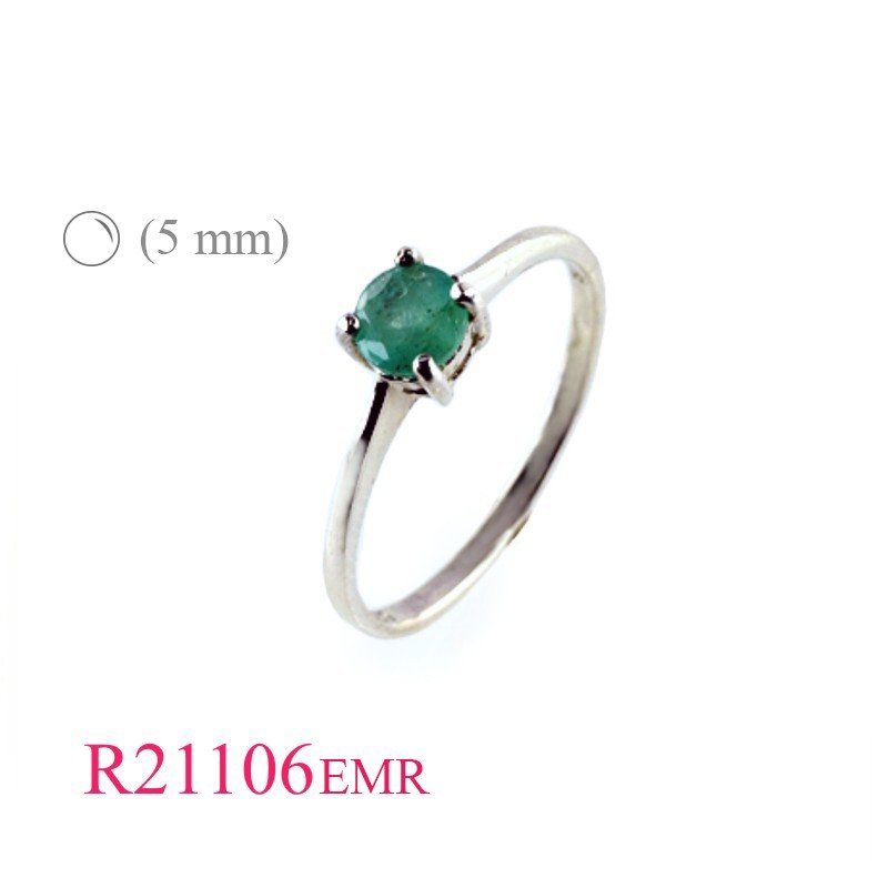 Ring, 5mm round Real Emerald.