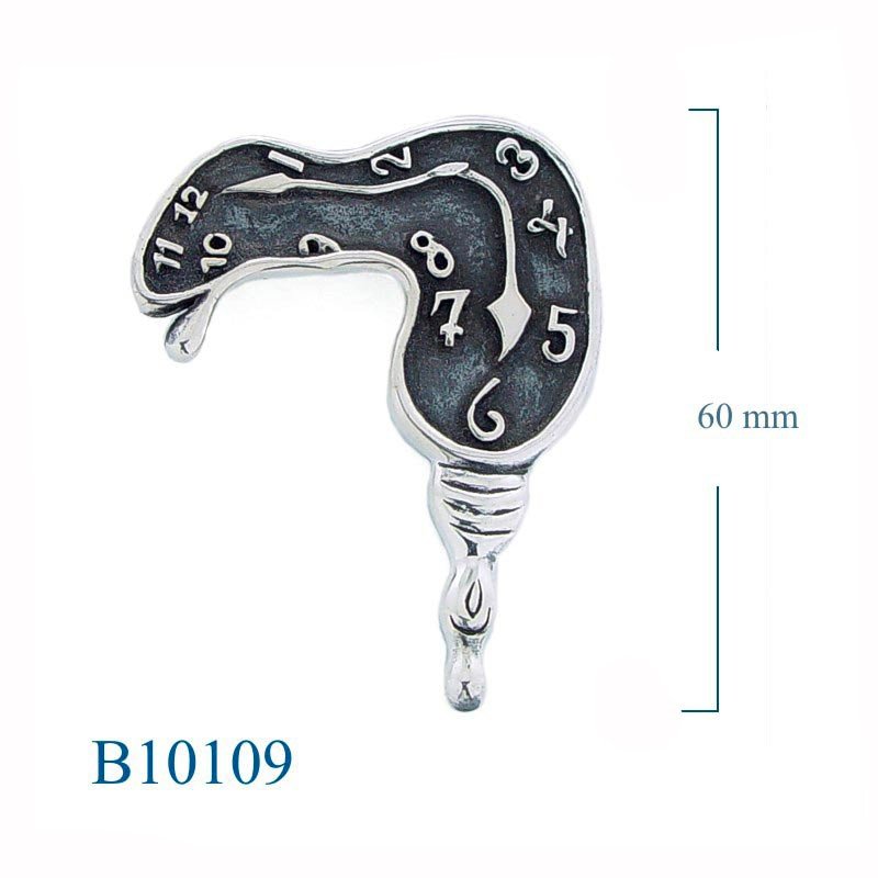 Clock Brooch, melting clock.