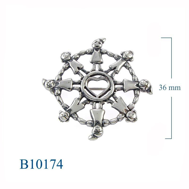 Brooch, hand in hand children.