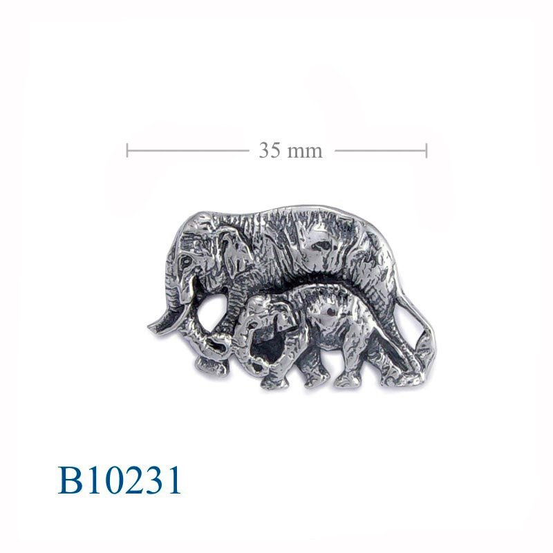 Elephant Brooch, elephant mother and cub.