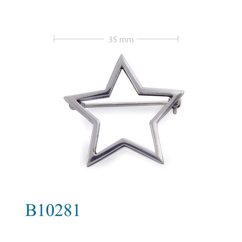 Star Brooch, 30mm open star.