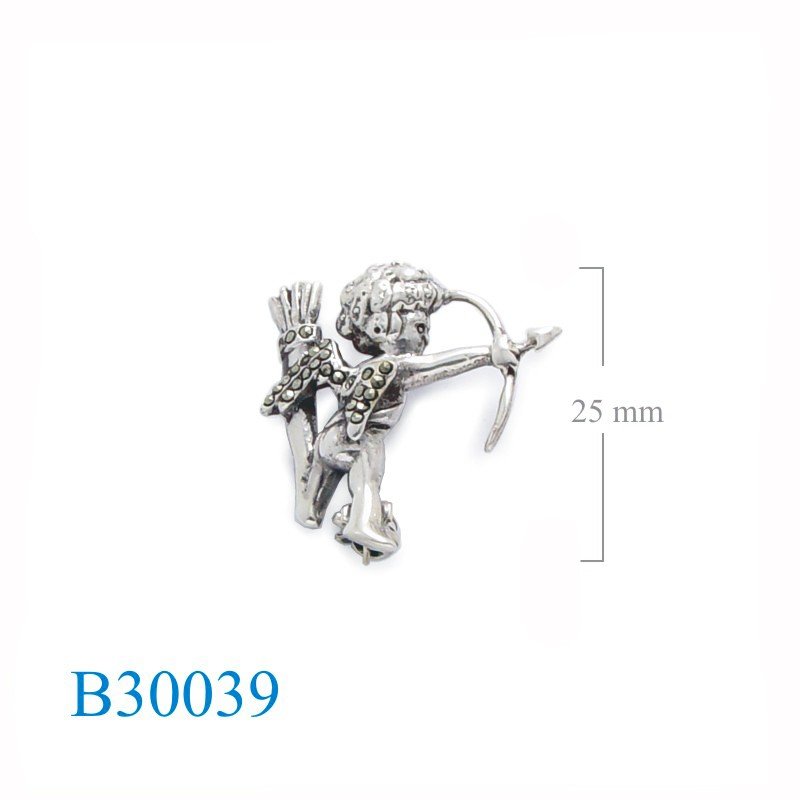 Brooch, marcasite cupid.