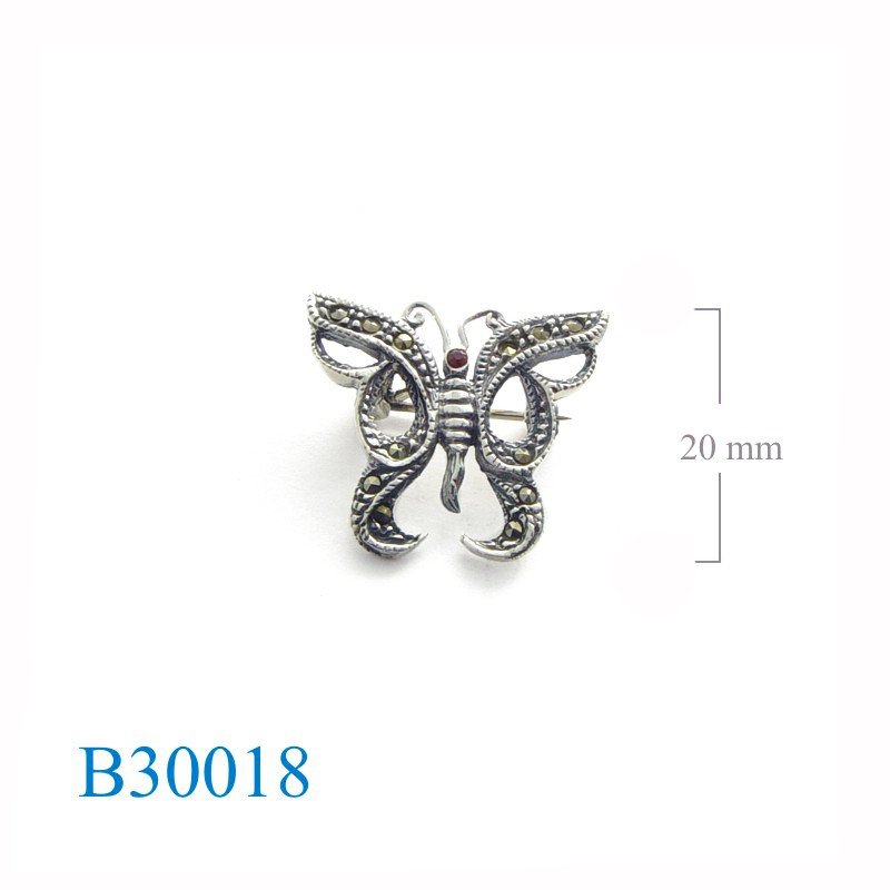 Butterfly Brooch, Marcasite Brooch,   with real Garnet stone, 12pcs