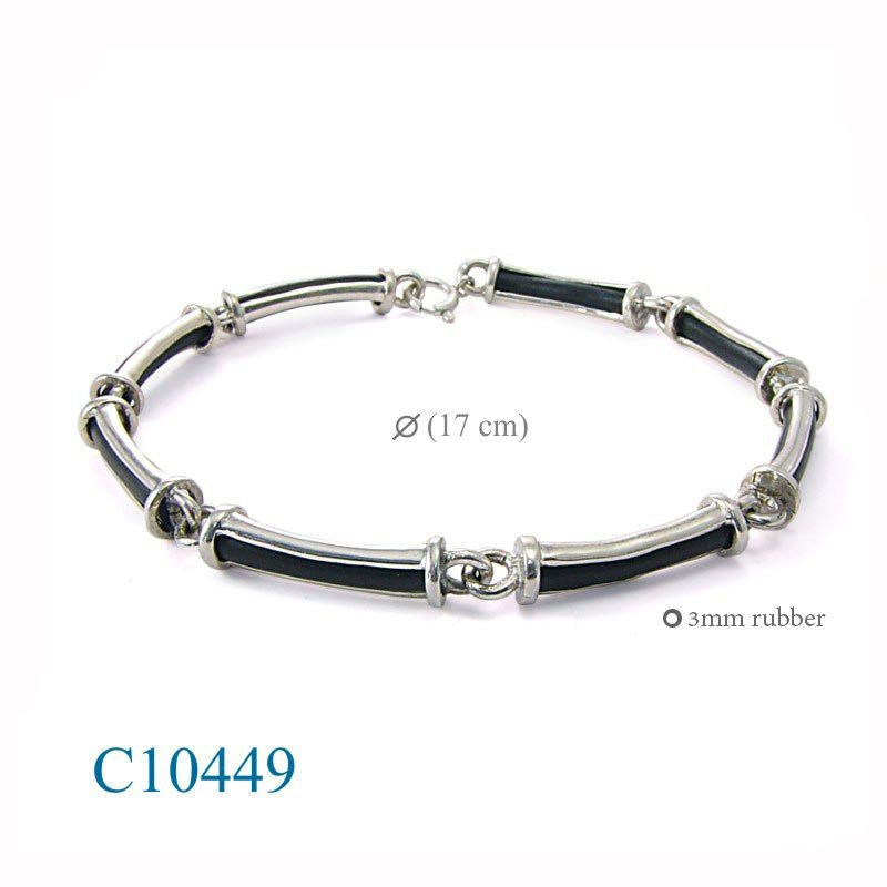 Bracelet, 3mm rubber 17 cm. Long.