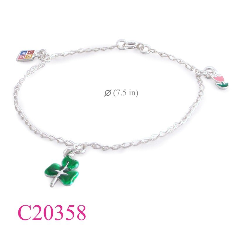 Tulip Bracelet, Shamrock Bracelet, Love tag, , and Shamrock enamel.