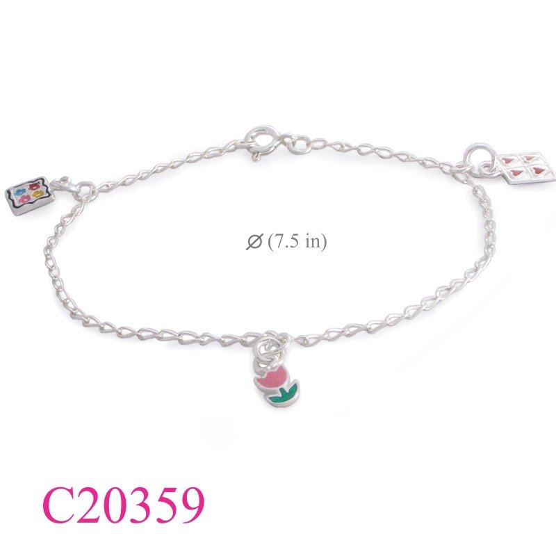 Flower Bracelet, Tulip Bracelet, Heart Bracelet, heart tag,