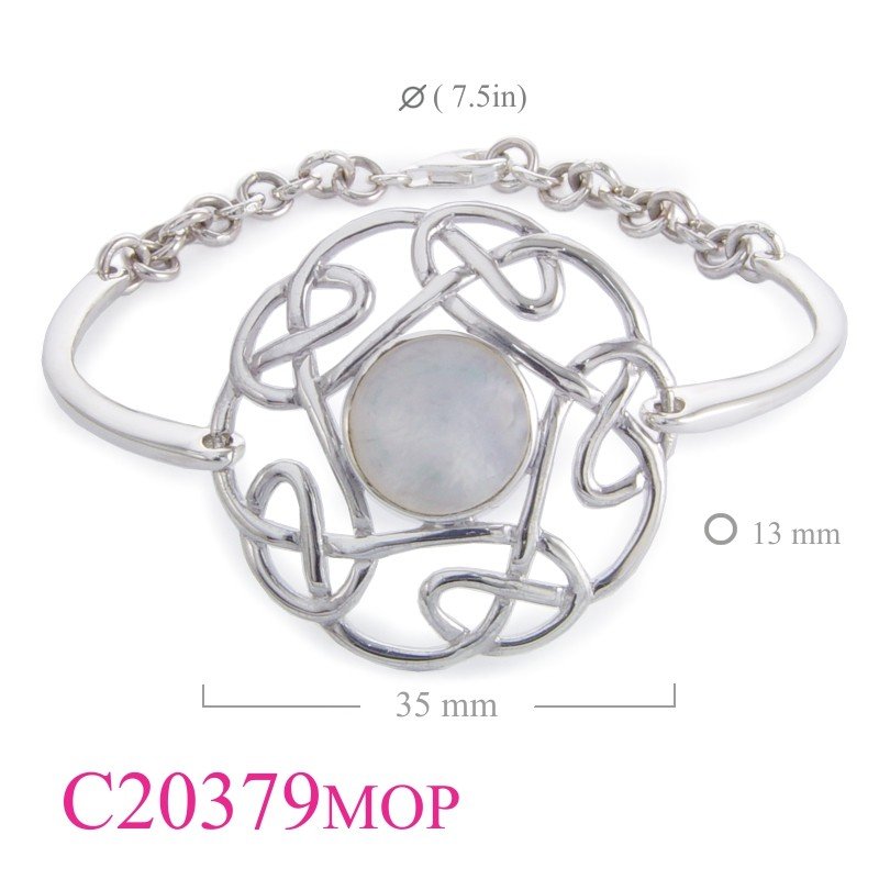Bracelet, round Celtic with round MOP.