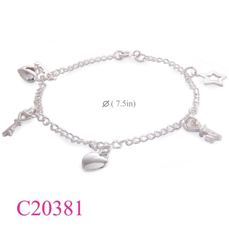 Star Bracelet, hanging star, keys, and heart.