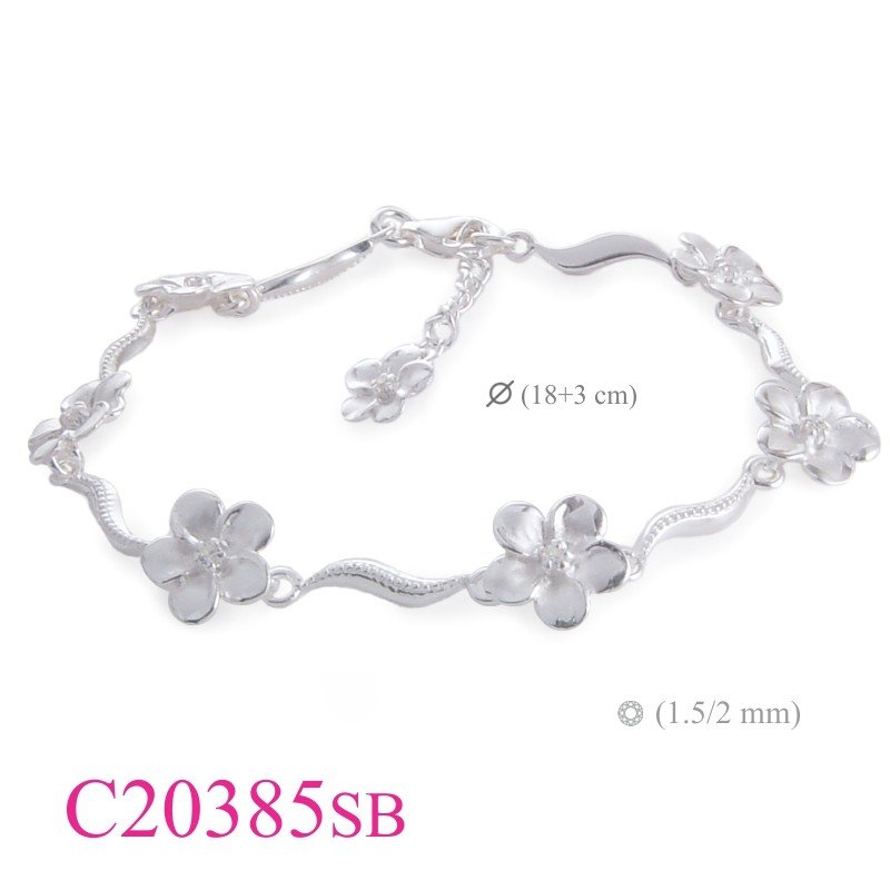 Flower Bracelet, CZ Bracelet, 6+1 sandblast champacwith CCZs.