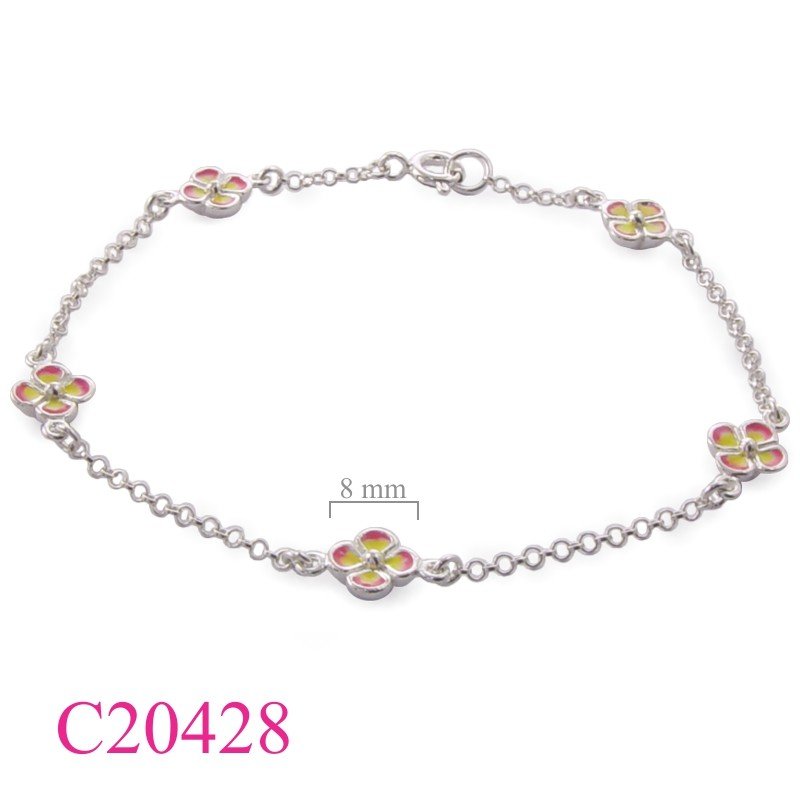 Flower Bracelet, 5 flowers enamel.