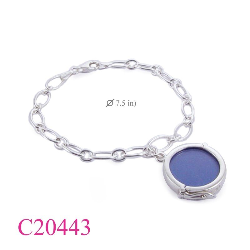Locket Bracelet, 7.5 inches oval links and hanging round picture locket.