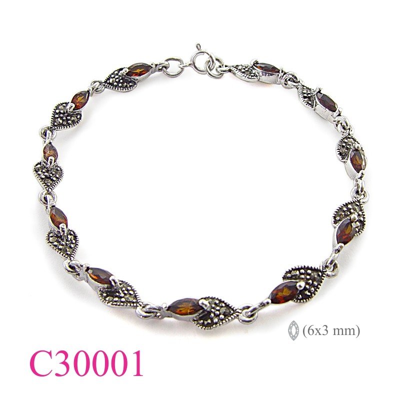 Bracelet, marcasite 6x3mm marquise stones, marcaite=33pcs.