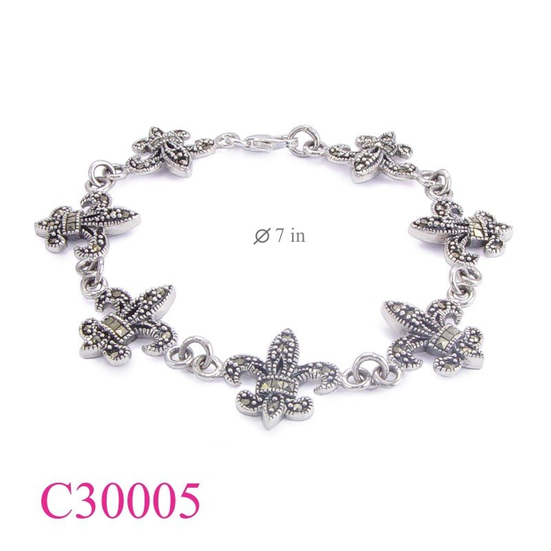 Fleur De Lis Bracelet, Marcasite Bracelet,  7 inches Fleur de lis.