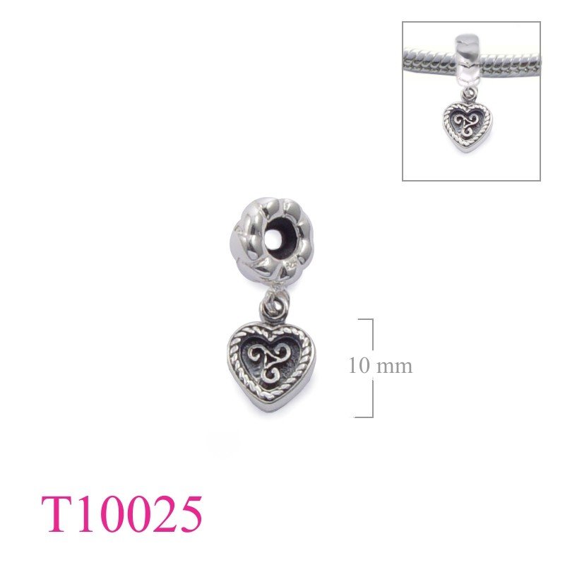 Bead, hearts ring and hanging swirls heart.