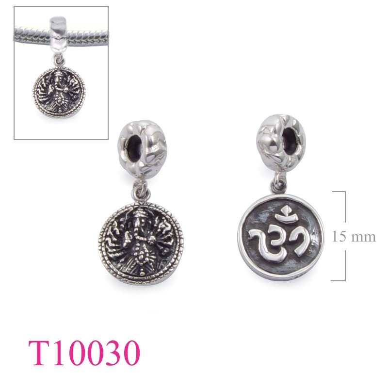 Bead, hearts ring and hanging Omh coin.