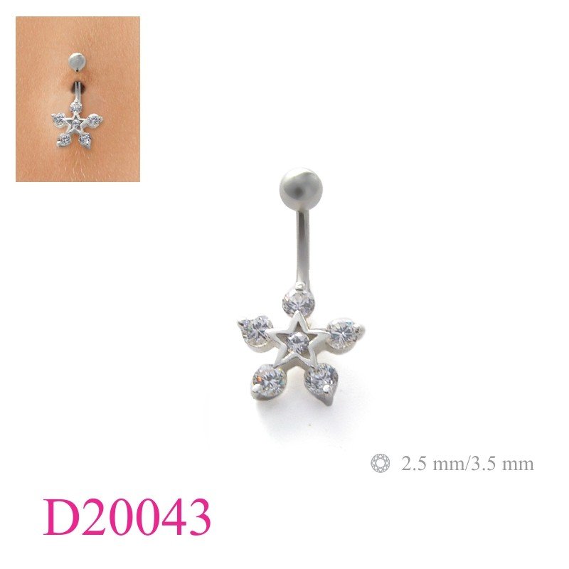 Star Body Jewelry, star shape 2.5 and 3.5mm round stones.