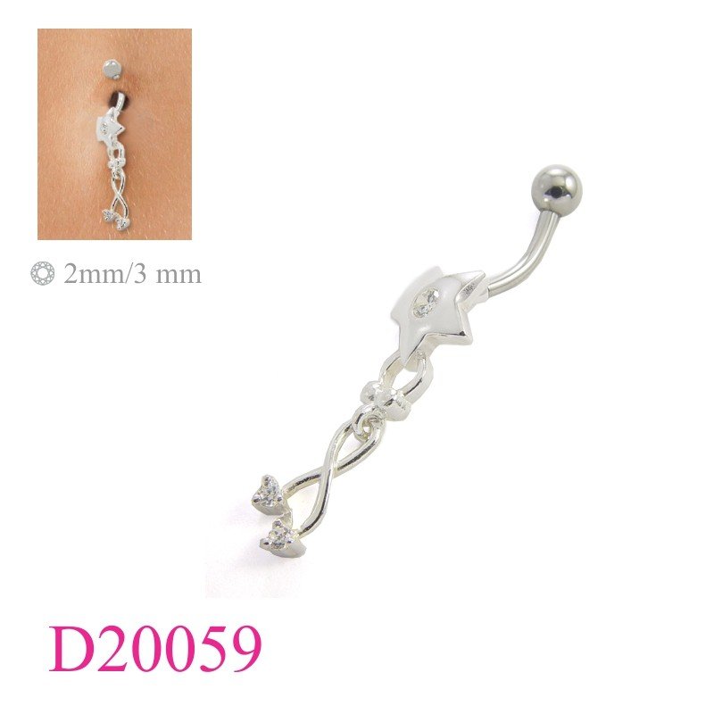 Star Body Jewelry, star and hanging 2 round stones.