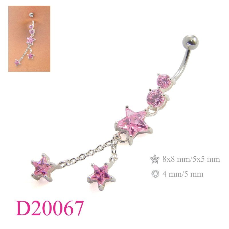 Star Body Jewelry, round stones and hanging star stones.