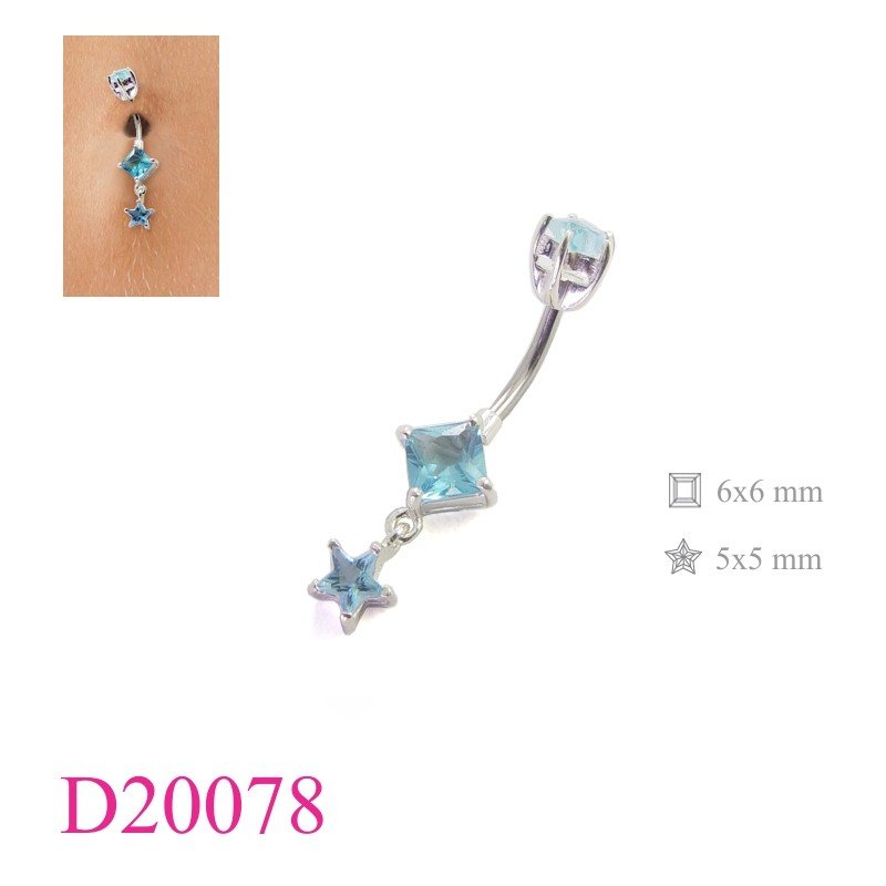 Star Body Jewelry, square, star stone with star stone top.