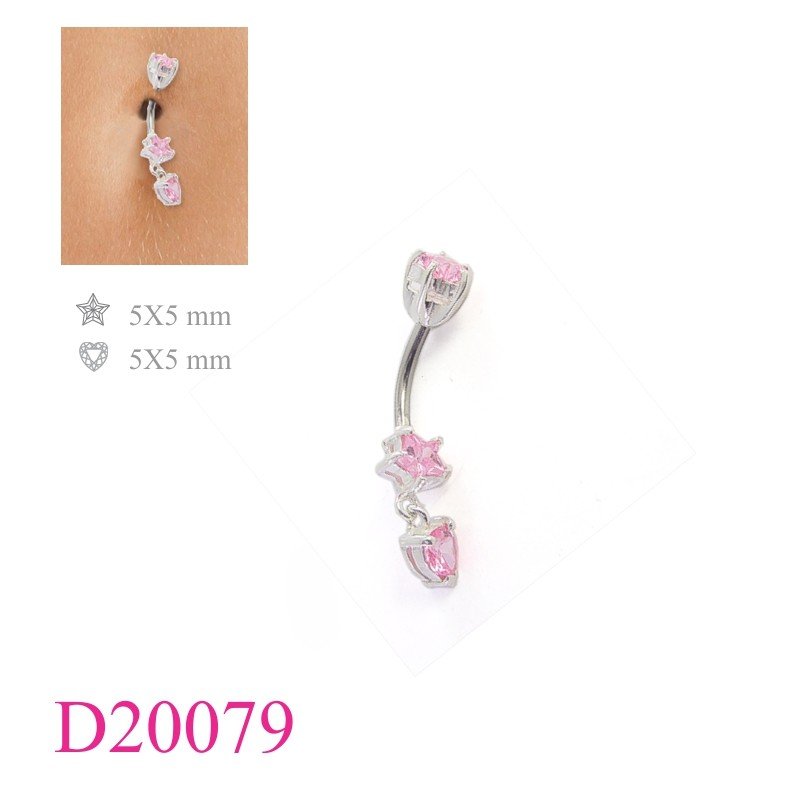 Body Jewelry, star, heart stones with star stone top.