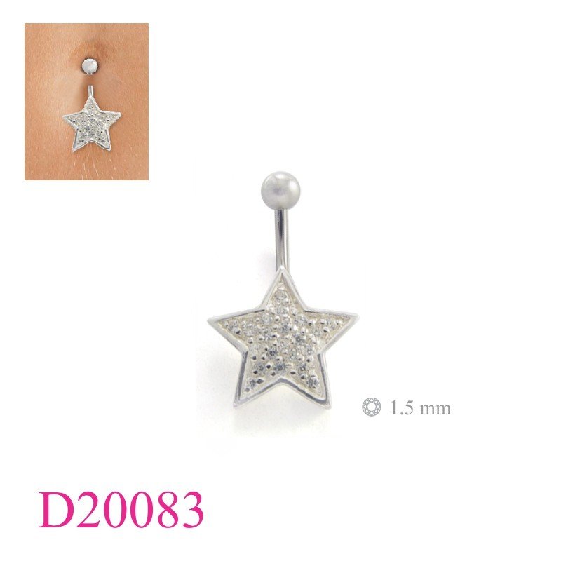 Star Body Jewelry, star shape 1.5mm round stones.