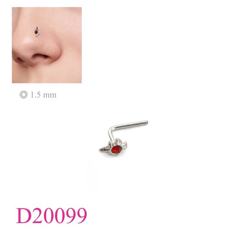 Body Jewelry, nose stud with small crystal.