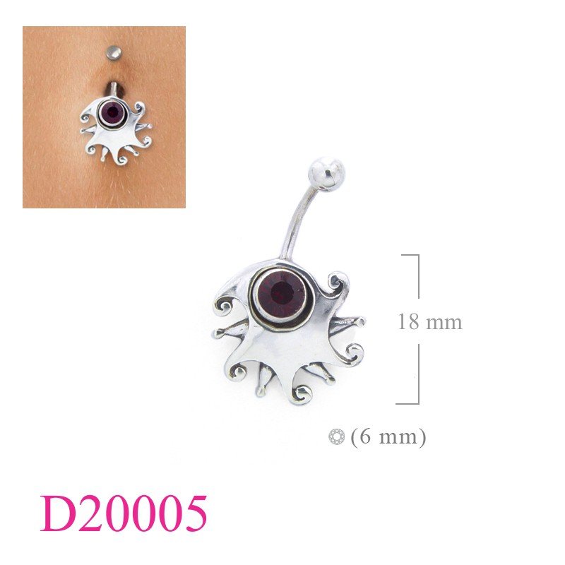 Body Jewelry, swirl with 6mm crystal.