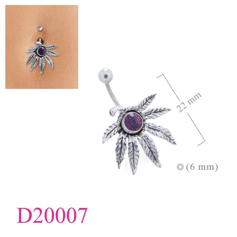 Body Jewelry, marihuana with 6mm crystal.