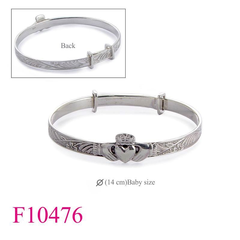 Bangle, adjustable Claddagh design (14cm. length).