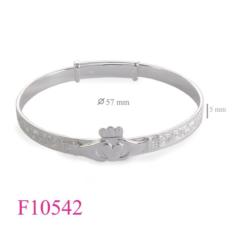 Bangle, 5x57mm Claddagh  (Adjustable size).