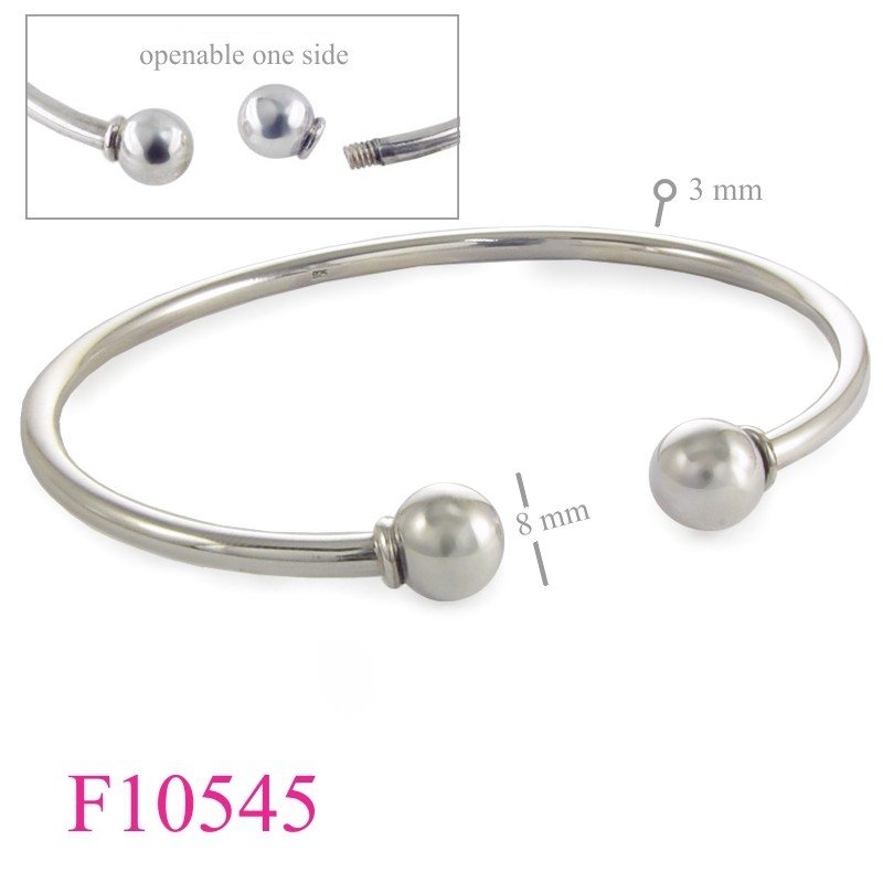 Bangle, 8mm ball ends (openable one side).