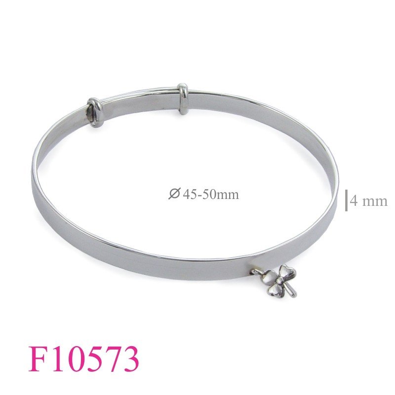 Shamrock Bangle, 4mm adjustable band and hanging small Shamrock (50mm max diameter).