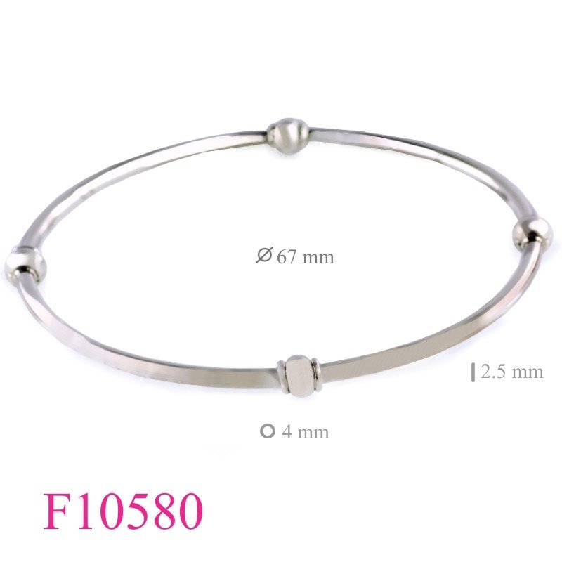 Bangle, 4 balls 2.5mm tube 67mm inside diameter.
