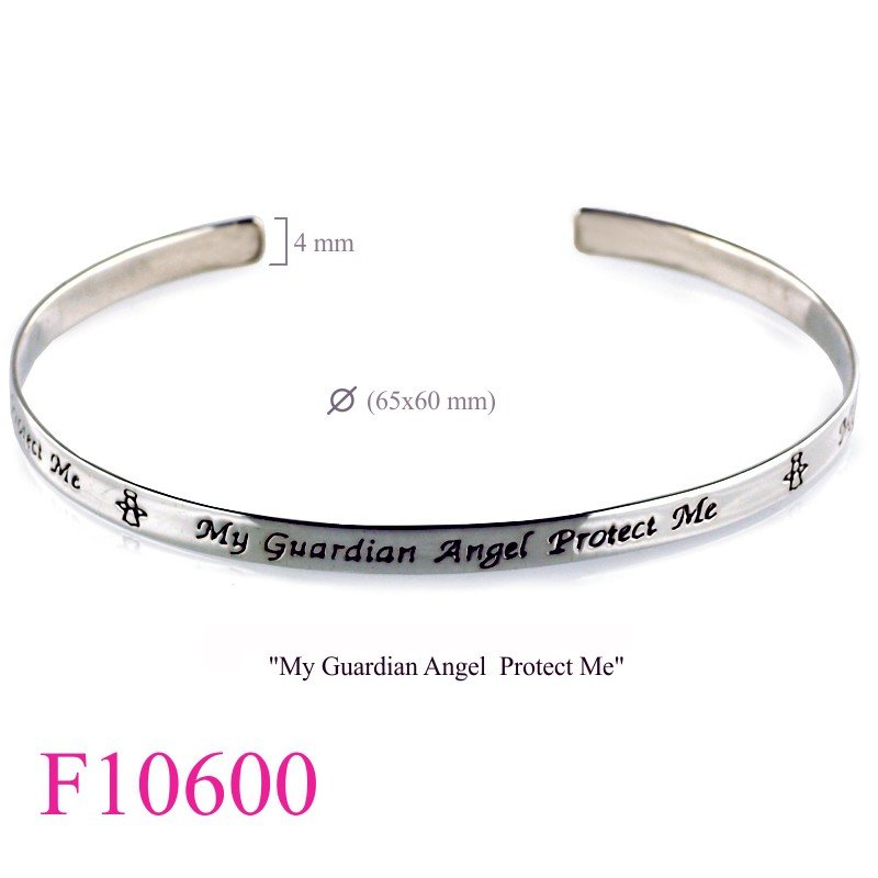 Angel Bangle, 4mm "My Guardian Angel  Protect Me" C band.