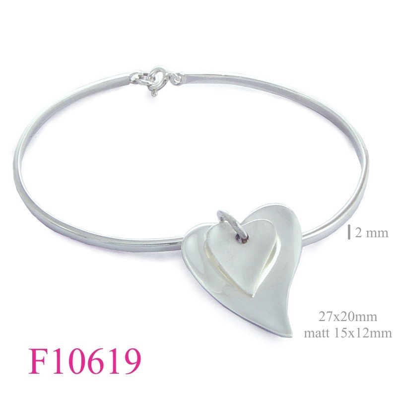 Bangle, 27x20mm and matt 15x12mm curved heart.