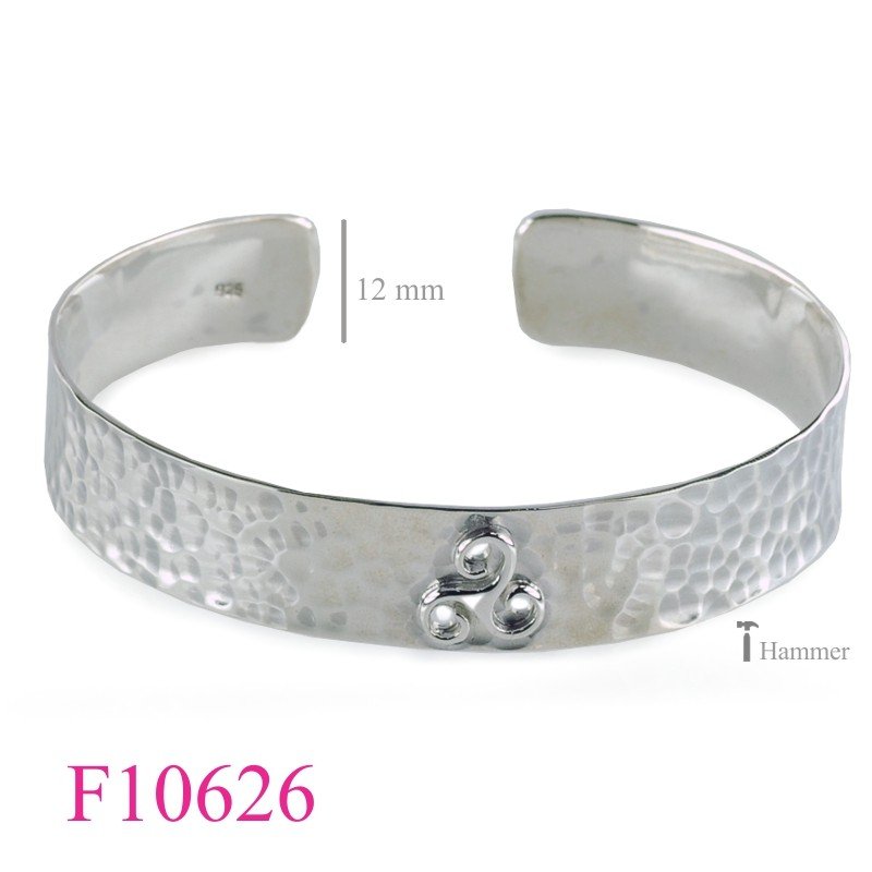 Triskelion Bangle, 12mm C hammered band and Triskelion.