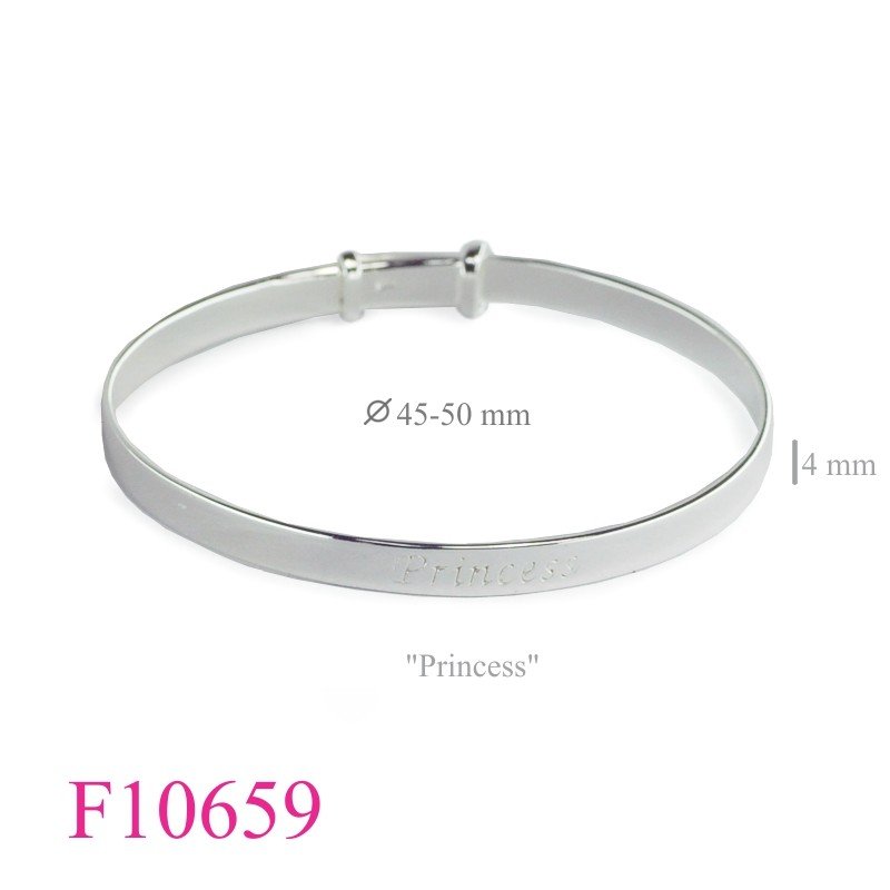 Bangle, 4mm band "Princess" adjustable 45mm inside diameter with e coating.