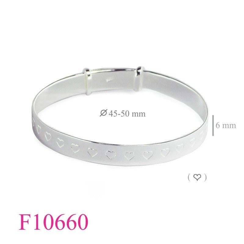 Bangle, 4mm band hearts adjustable 45mm inside diameter with e coating.
